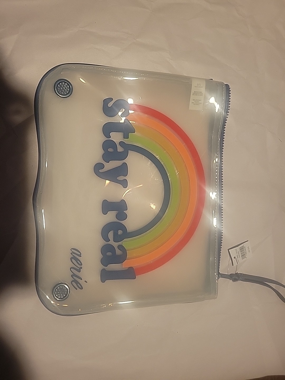 Aerie Stay Real Rainbow Clear Pouch
